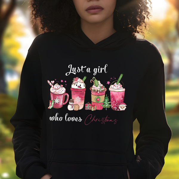 Just a Girl Who Loves Christmas Shirt or Hoodie. Brownie Dreams Designs