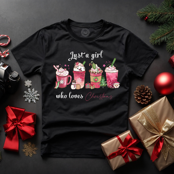 Just a Girl Who Loves Christmas Shirt or Hoodie. Brownie Dreams Designs