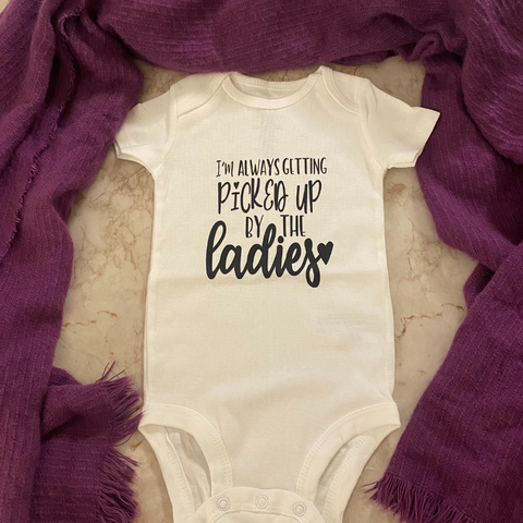 I'm Always Being Picked Up Baby Onesie, Toddler Shirt Brownie Dreams Designs