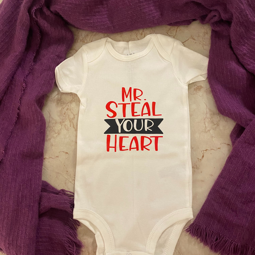 Mr. Steal Your Heart Baby Onesie, Toddler, Youth Shirt Brownie Dreams Designs