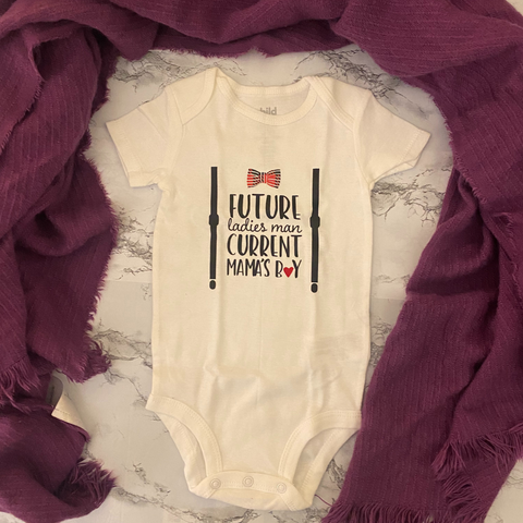 Future Ladies Man Current Mama's Boy Baby Onesie Toddler, Youth Shirt Brownie Dreams Designs