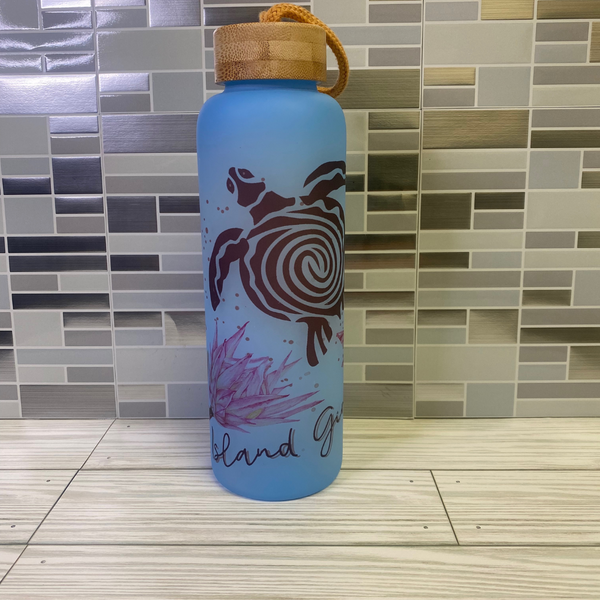 Floral Frosted Glass Water Bottles